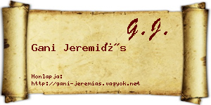 Gani Jeremiás névjegykártya
